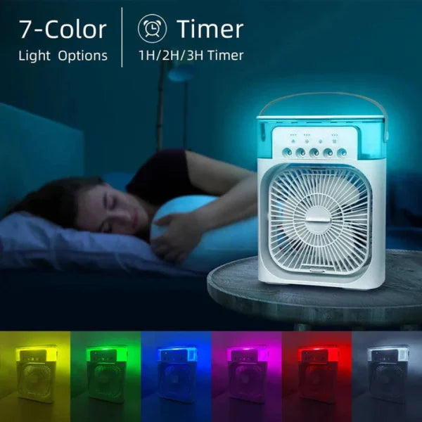 Electric Fan,portable Usb Mini Air Conditioner Timing 3 Speeds Setting,cooler Wind Spray Wide Angled Adjust With 600ml Capacity(random Color )